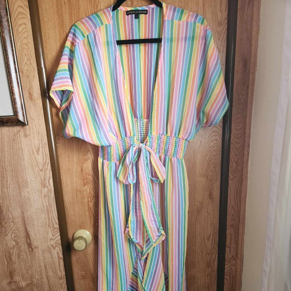 Rainbow Swim Cover up - Kaftan - Maxi Dress